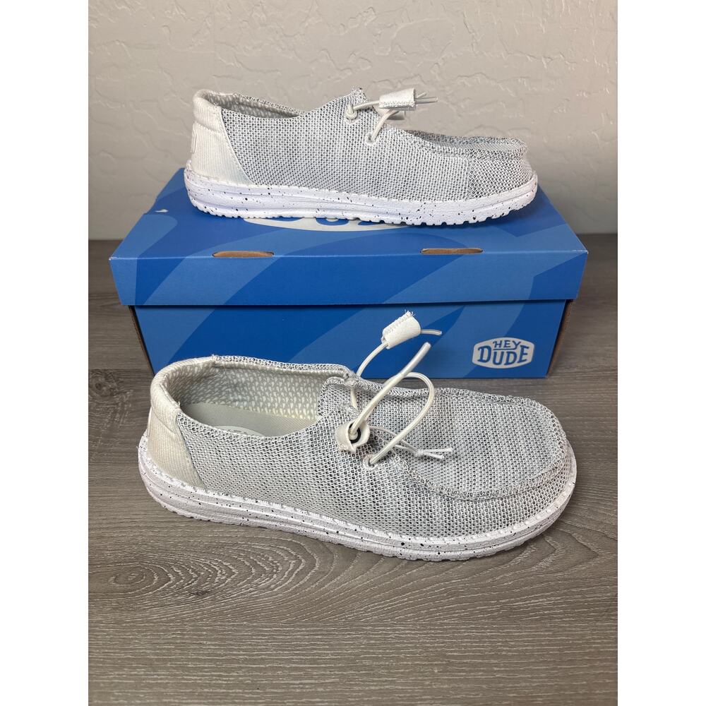 Hey Dude Wendy Stretch‎ Sox- Stone White- Women's Sneakers Size 6 EU 37-  EUC
